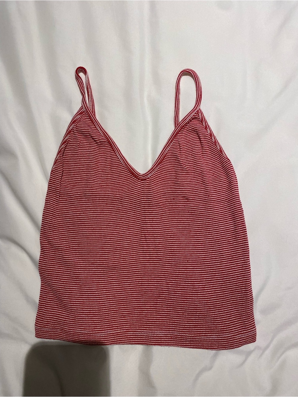 Brandy Melville Red and White Striped V-Neck Camisole